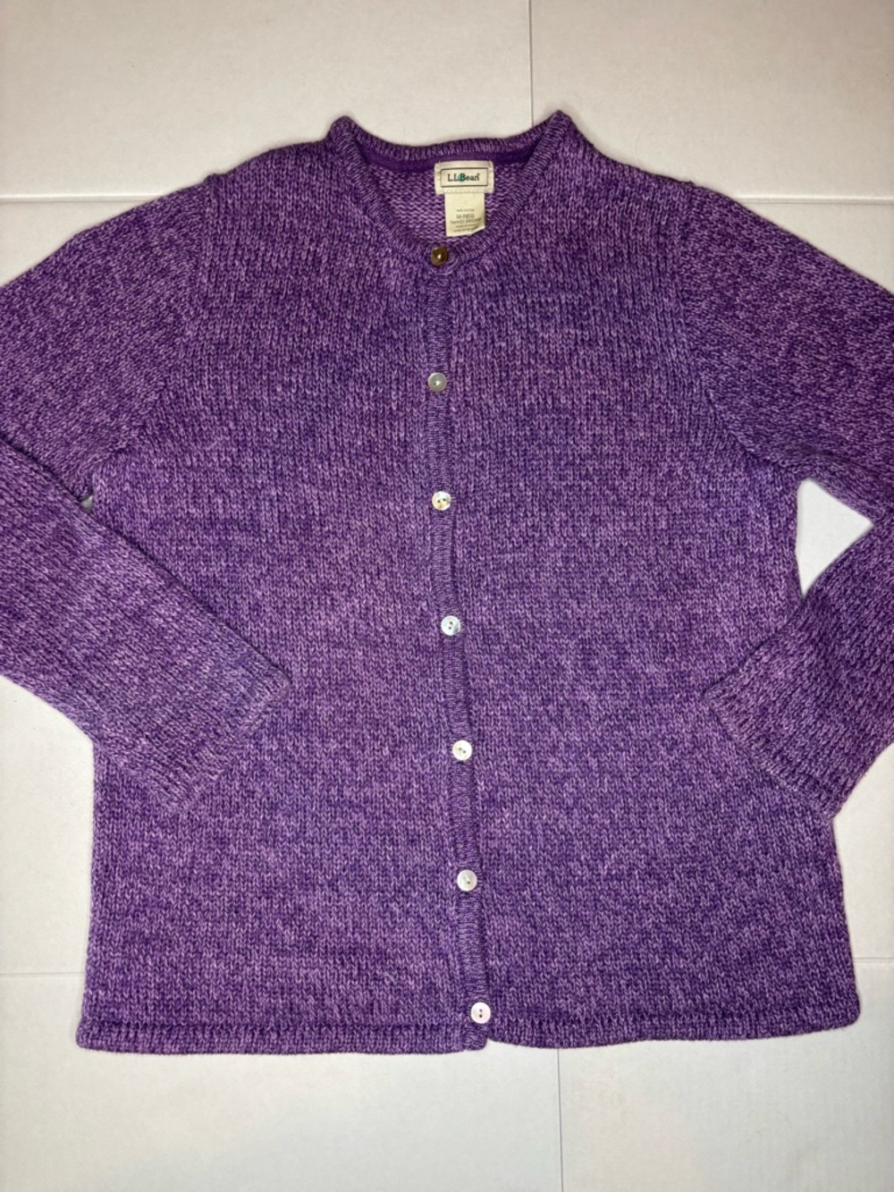 Vintage L.L. Bean Purple Marled Button-Up Cardigan Coastal Grandma